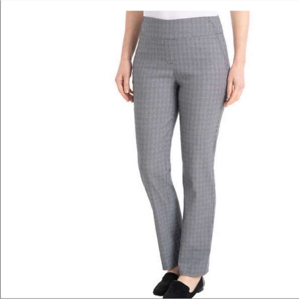 Hilary Radley Stretch Tummy Control Houndstooth Checkered Pull-On Trousers